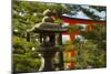 Stone lantern and Torii gate in Fushimi Inari Shrine, Kyoto, Japan-Keren Su-Mounted Photographic Print