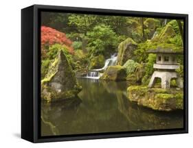 Stone Lantern at Koi Pond at the Portland Japanese Garden, Oregon, USA-William Sutton-Framed Stretched Canvas