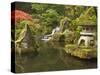 Stone Lantern at Koi Pond at the Portland Japanese Garden, Oregon, USA-William Sutton-Stretched Canvas