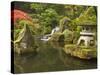 Stone Lantern at Koi Pond at the Portland Japanese Garden, Oregon, USA-William Sutton-Stretched Canvas