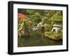 Stone Lantern at Koi Pond at the Portland Japanese Garden, Oregon, USA-William Sutton-Framed Premium Photographic Print