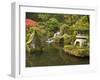 Stone Lantern at Koi Pond at the Portland Japanese Garden, Oregon, USA-William Sutton-Framed Premium Photographic Print