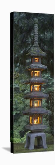 Stone Lantern Illuminated with Candles, Portland Japanese Garden, Oregon, USA-William Sutton-Stretched Canvas