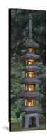 Stone Lantern Illuminated with Candles, Portland Japanese Garden, Oregon, USA-William Sutton-Stretched Canvas