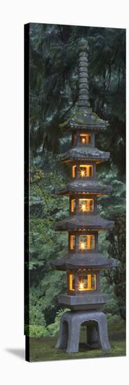 Stone Lantern Illuminated with Candles, Portland Japanese Garden, Oregon, USA-William Sutton-Stretched Canvas
