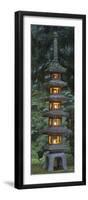 Stone Lantern Illuminated with Candles, Portland Japanese Garden, Oregon, USA-William Sutton-Framed Photographic Print