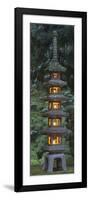 Stone Lantern Illuminated with Candles, Portland Japanese Garden, Oregon, USA-William Sutton-Framed Photographic Print