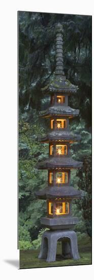 Stone Lantern Illuminated with Candles, Portland Japanese Garden, Oregon, USA-William Sutton-Mounted Photographic Print