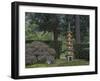 Stone Lantern Illuminated with Candles, Portland Japanese Garden, Oregon, USA-William Sutton-Framed Premium Photographic Print