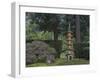 Stone Lantern Illuminated with Candles, Portland Japanese Garden, Oregon, USA-William Sutton-Framed Premium Photographic Print