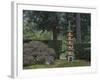 Stone Lantern Illuminated with Candles, Portland Japanese Garden, Oregon, USA-William Sutton-Framed Photographic Print