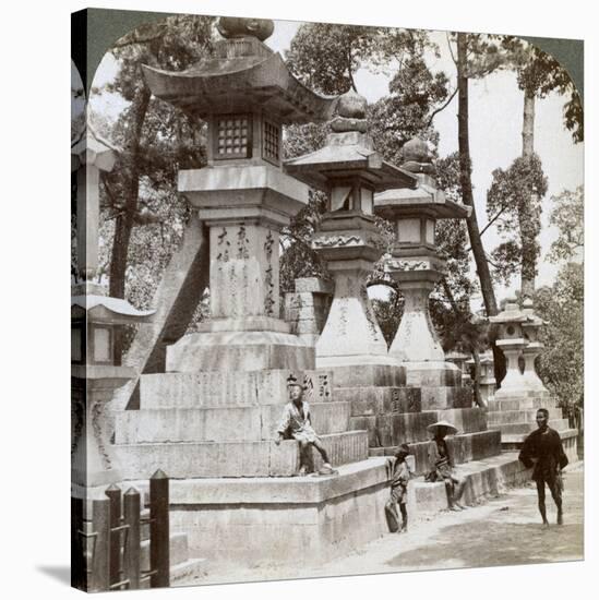 Stone Lanterns at Sumiyoshi, Osaka, Japan, 1904-Underwood & Underwood-Stretched Canvas