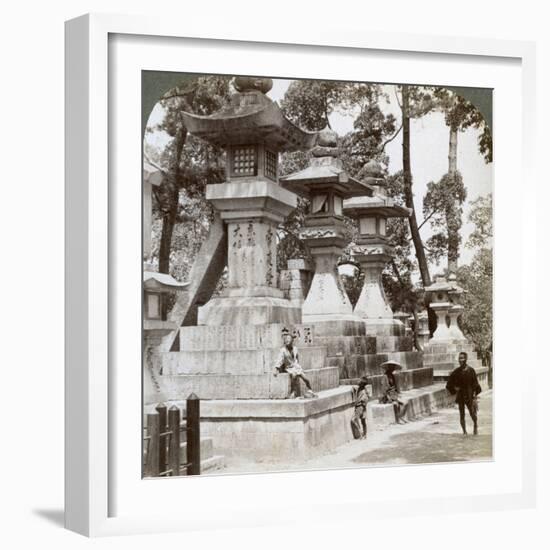 Stone Lanterns at Sumiyoshi, Osaka, Japan, 1904-Underwood & Underwood-Framed Photographic Print