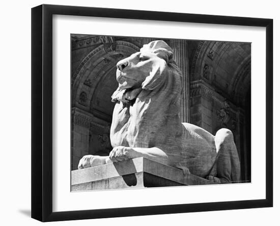 Stone Lion in Front of the New York Public Library-Alfred Eisenstaedt-Framed Photographic Print