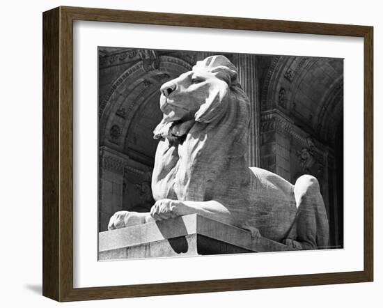 Stone Lion in Front of the New York Public Library-Alfred Eisenstaedt-Framed Photographic Print