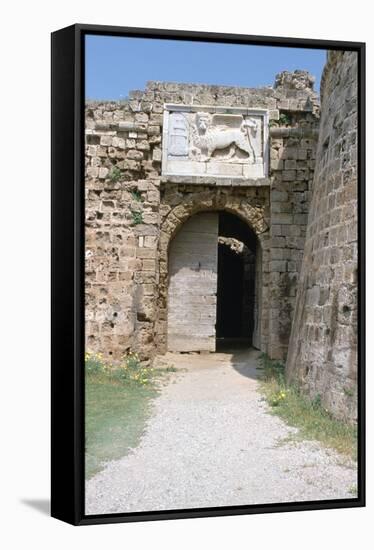 Stone Lion, Othellos Tower, Famagusta, North Cyprus, 2001-Vivienne Sharp-Framed Stretched Canvas