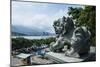 Stone Lion Overseeing the Danshui River from the Guandu Temple, Guandu, Taipei, Taiwan, Asia-Michael Runkel-Mounted Photographic Print