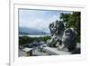 Stone Lion Overseeing the Danshui River from the Guandu Temple, Guandu, Taipei, Taiwan, Asia-Michael Runkel-Framed Photographic Print