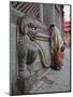 Stone Lions Guard a Prayer Wall in Durbar Square, Kathmandu, Nepal, Asia-Mark Chivers-Mounted Photographic Print