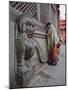 Stone Lions Guard a Prayer Wall in Durbar Square, Kathmandu, Nepal, Asia-Mark Chivers-Mounted Photographic Print