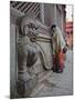 Stone Lions Guard a Prayer Wall in Durbar Square, Kathmandu, Nepal, Asia-Mark Chivers-Mounted Photographic Print