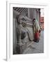 Stone Lions Guard a Prayer Wall in Durbar Square, Kathmandu, Nepal, Asia-Mark Chivers-Framed Photographic Print