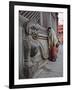 Stone Lions Guard a Prayer Wall in Durbar Square, Kathmandu, Nepal, Asia-Mark Chivers-Framed Photographic Print