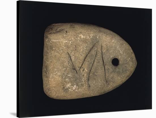Stone Loom Weight with Carved Alphabet, from Monte Loffa, Veneto Region-null-Stretched Canvas
