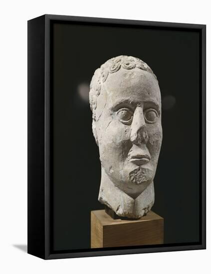 Stone Male Head from Entremont-null-Framed Stretched Canvas