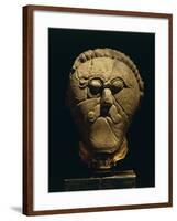 Stone Male Head with Moustache and Collar, from Msecke Zehrovice, Czech Republic-null-Framed Giclee Print