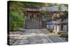 Stone Path Leading to Red Japanese Temple-Sheila Haddad-Stretched Canvas