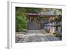 Stone Path Leading to Red Japanese Temple-Sheila Haddad-Framed Photographic Print
