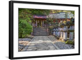 Stone Path Leading to Red Japanese Temple-Sheila Haddad-Framed Photographic Print