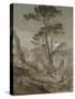 Stone Pines at Sestri-John Ruskin-Stretched Canvas