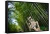 Stone Qi Ling Statue, a Mythical Lion, at Yunqi Bamboo Forest in Hangzhou, Zhejiang, China, Asia-Andreas Brandl-Framed Stretched Canvas