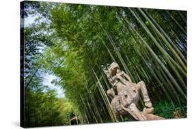 Stone Qi Ling Statue, a Mythical Lion, at Yunqi Bamboo Forest in Hangzhou, Zhejiang, China, Asia-Andreas Brandl-Stretched Canvas