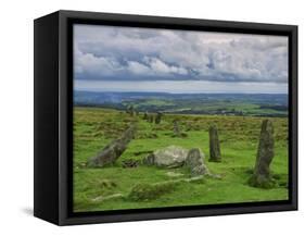 Stone Row at Stall Moor, Dartmoor National Park, Devon, England, United Kingdom, Europe-Woolfitt Adam-Framed Stretched Canvas