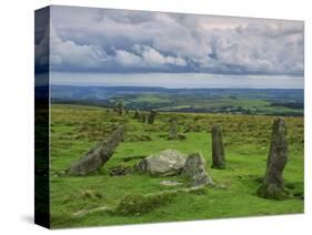 Stone Row at Stall Moor, Dartmoor National Park, Devon, England, United Kingdom, Europe-Woolfitt Adam-Stretched Canvas