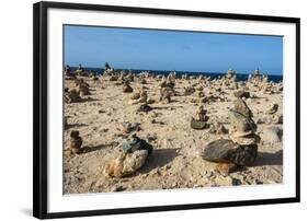 Stone Set Up on Shore, Aruba, ABC Islands, Netherlands Antilles, Caribbean, Central America-Michael Runkel-Framed Photographic Print