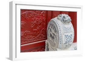 Stone statue in ancient Guangyuelou Tower, Liaocheng, Shandong Province, China-Keren Su-Framed Photographic Print