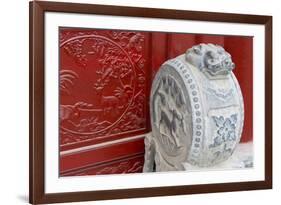 Stone statue in ancient Guangyuelou Tower, Liaocheng, Shandong Province, China-Keren Su-Framed Premium Photographic Print