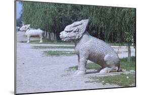 Stone Statues of Animals Along Sacred Way or Spirit Way Leading to Tombs of Ming Emperors Beijing-null-Mounted Giclee Print