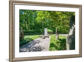 Stone Statues Watching over an Old Tomb in the Gardens of Hangzhou, Zhejiang, China-Andreas Brandl-Framed Photographic Print