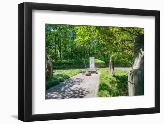 Stone Statues Watching over an Old Tomb in the Gardens of Hangzhou, Zhejiang, China-Andreas Brandl-Framed Photographic Print