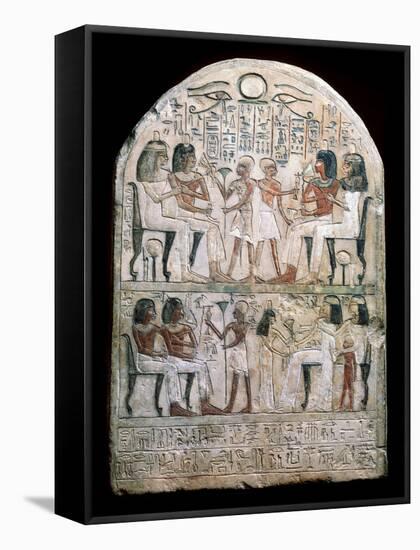 Stone Stele with a Relief, Ancient Egyptian, 156 Bc-null-Framed Stretched Canvas