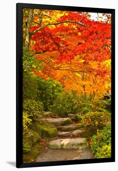 Stone Steps in a Forest in Autumn, Washington State, USA-null-Framed Photographic Print