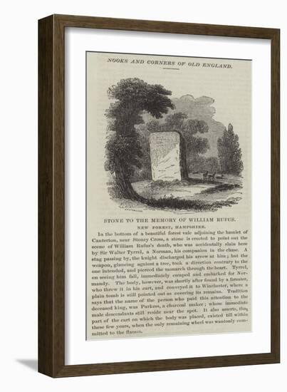 Stone to the Memory of William Rufus, New Forest, Hampshire-null-Framed Giclee Print