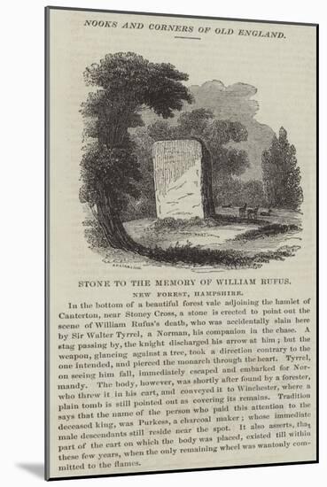 Stone to the Memory of William Rufus, New Forest, Hampshire-null-Mounted Giclee Print