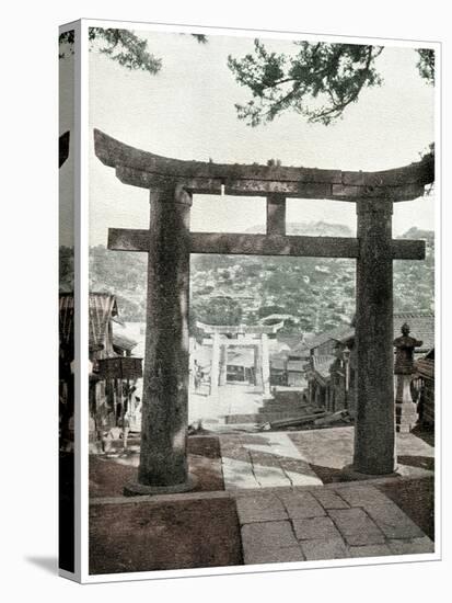 Stone Torii, Suwa Temple, Nagasaki, Japan, 1904-null-Stretched Canvas