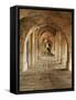 Stone Vaults and Nimbar (Pulpit) in Prayer Hall of Jami Masjid, Mandu, Madhya Pradesh State, India-Richard Ashworth-Framed Stretched Canvas